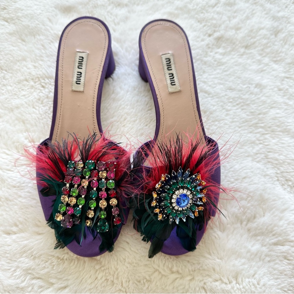 New!!! Miu Miu Heel Slides Size 37 Eu - image 1